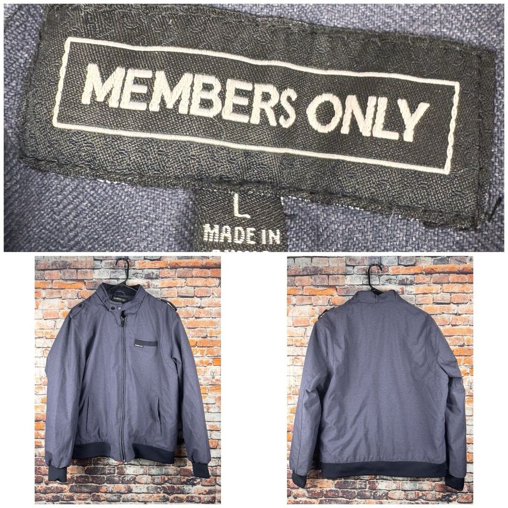 MEMBERS ONLY 80s Iconic Racer Quilted Lined Blue Jacket Large Double Snap Latch
